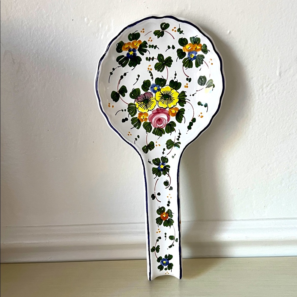 Floral Ceramic Spoon Rest made in Italy